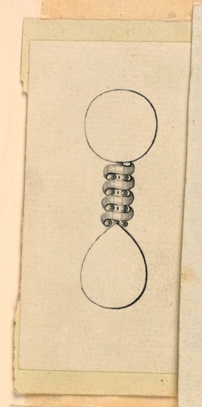 Sieraadontwerp, verbinding tussen de schijf en de druppel van een oorbel door Unknown artist