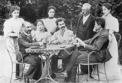 Johann Strauss in de kring van metgezellen in Ischl door Unknown artist