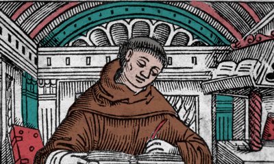 John Duns Scotus (1265? -1308), ook wel Jean Duns Scott of Jean Duns Scot genoemd, Franciscaanse filosoof. Gravure uit de 16e eeuw door Unknown artist