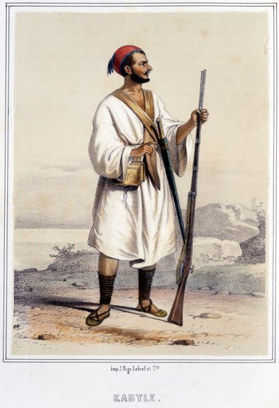 Kabyle man in Algiers tijdens de tweede helft van de 19e eeuw. door Unknown artist