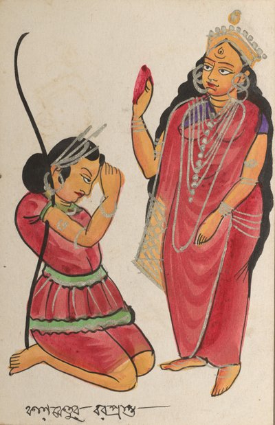 Kalaketu ontvangt een zegen van de godin Chandi door Unknown artist