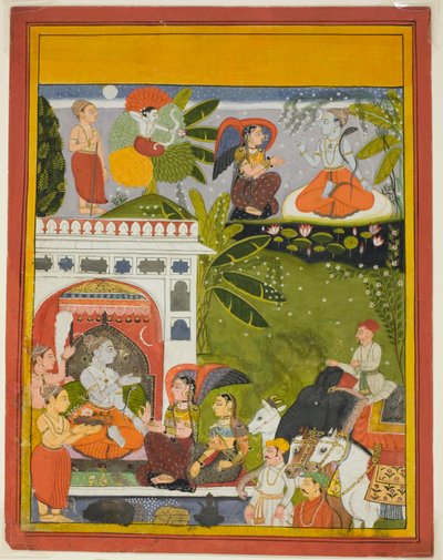 Kama schiet een liefdespijl naar Shiva, uit een kopie van het Lied van Gauri (Gita-Gauri) door Unknown artist