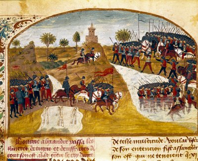 Koning Alexander de Grote en zijn leger passeren de Tigris en de Eufraat door Unknown artist