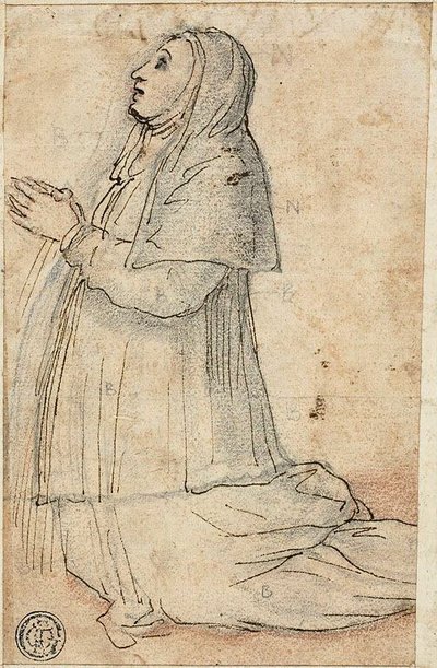 Kneeling Nun door Unknown artist