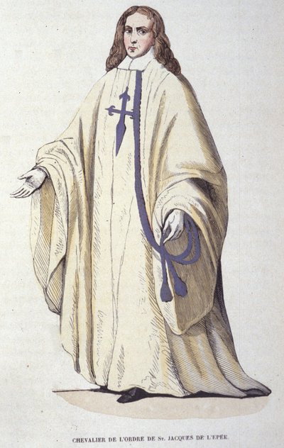 Ridder van de Orde van Sint Jacob van het Zwaard, militaire orde opgericht in Spanje in 1170. Gravure uit de 19e eeuw. door Unknown artist