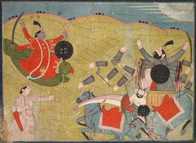 Krishna verslaat Vanasura: Scène uit de Aniruddha Usha-sectie van Krishna Lila door Unknown artist