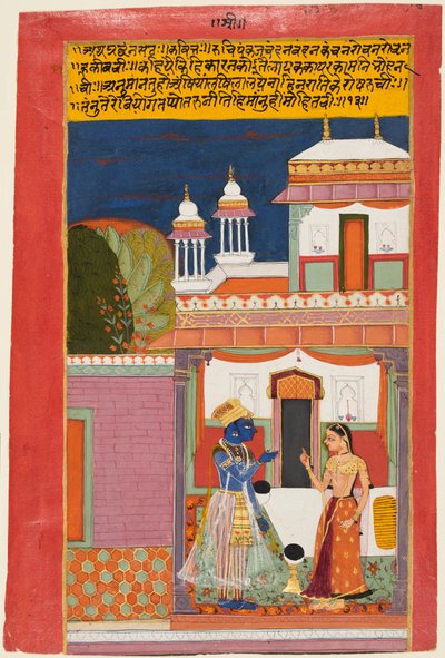 Krishna en Radha ruziënd: Shatha Nayaka, uit een Rasikapriya door Unknown artist