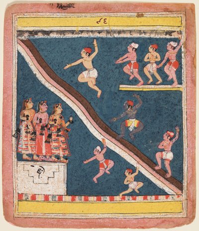 Krishna en de herders duiken in de rivier, uit een Rasikapriya door Unknown artist