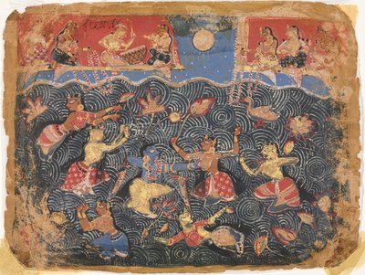 Krishna die speelt met de gopi