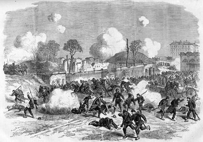 De Commune van Parijs in 1871. Verdediging van Porte Maillot door de federes (communards). door Unknown artist