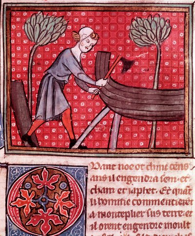 De bouw van de ark van Noach (detail) door Unknown artist