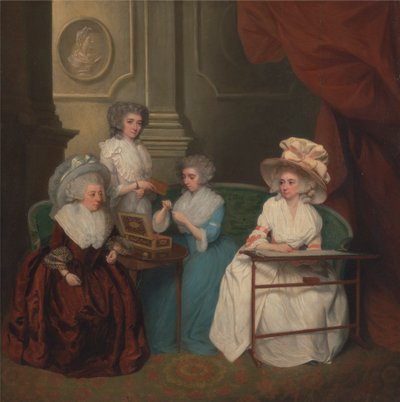Lady Jane Mathew en haar dochters door Unknown artist