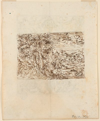 Landschap; verso: Grotesk Ontwerp door Unknown artist