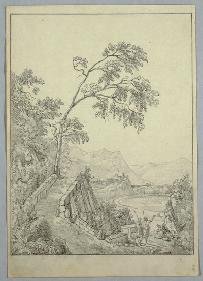 Landschap met Klassieke Figuren door Unknown artist