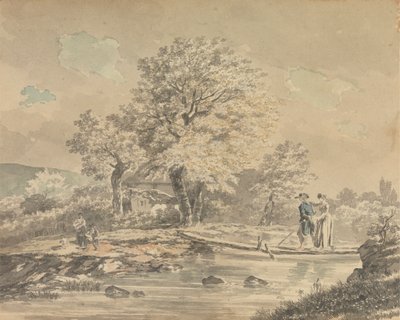 Landschap met Voetbrug door Unknown artist