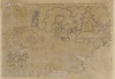 Landschap met een figuur van de Maagd Maria door Unknown artist