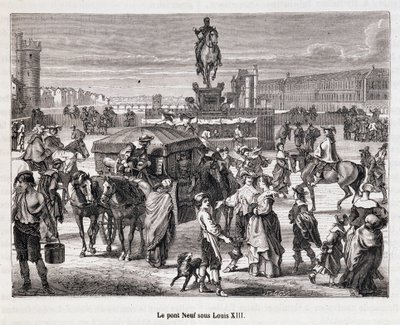 Le Pont Neuf onder Lodewijk XIII - Gravure uit de 19e eeuw door Unknown artist