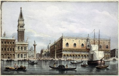 Le mole vu du canal - in "Album of the main views of Venice", ill. door Marco Moro, uitgegeven door Gio Brizeghel, ca. 1840 door Unknown artist