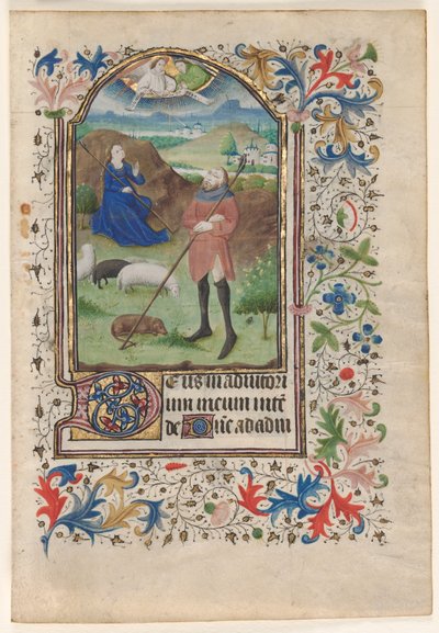 Blad uit een Getijdenboek: Aankondiging aan de Herders door Unknown artist