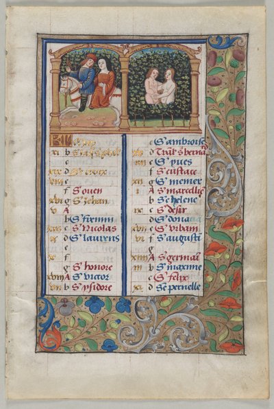 Blad uit een Getijdenboek: Kalenderpagina voor mei (recto) door Unknown artist