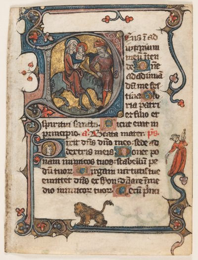 Blad uit een Getijdenboek: Initiaal D: Vlucht naar Egypte (2 van 2 Uitgesneden Bladen) door Unknown artist