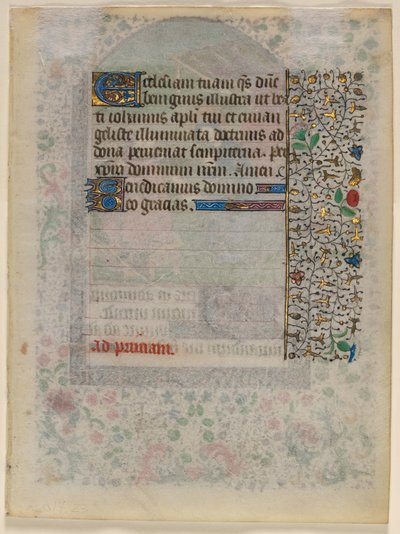 Blad uit een getijdenboek: Tekst (verso) door Unknown artist
