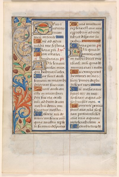 Blad uit een Getijdenboek: Tekst met geïllustreerde rand (verso) door Unknown artist