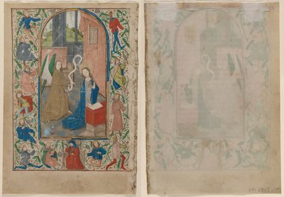 Blad uit een getijdenboek: De Aankondiging door Unknown artist