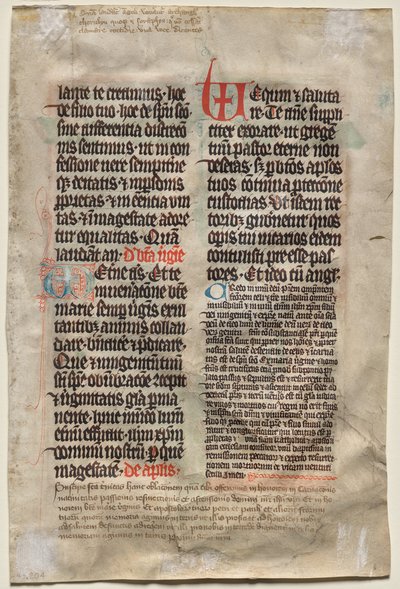 Blad uit een Missaal: Tekst (verso) door Unknown artist