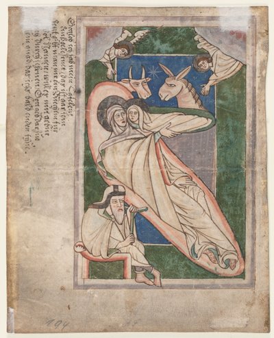 Blad uit een psalter: Geboorte (verso) door Unknown artist