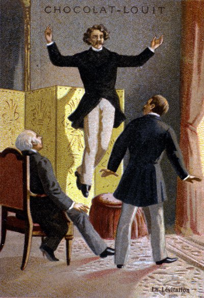 Levitatie-experiment. Chromolithografie uit de late 19e eeuw door Unknown artist