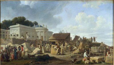 Het hotel de Salm in aanbouw, circa 1786 door Unknown artist
