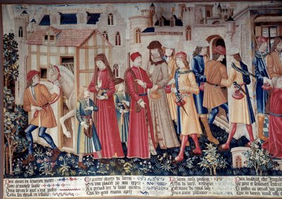 Leven van Sint-Quentin: Wonder van Sint-Quentin (Legende Doree). Wandtapijt van Sint-Quentin (Fragment van Links), circa 1480. Louvre Museum, Parijs door Unknown artist