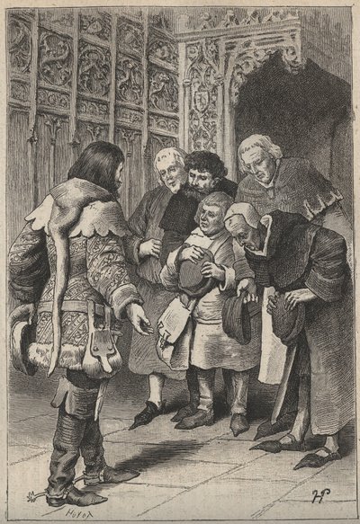 Lord Patrice Charteris en de Bourgeois van Perth - 19e-eeuwse illustratie voor de historische roman 