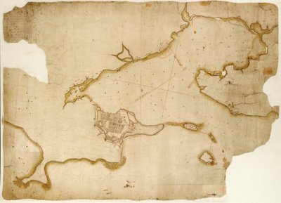 Fort en haven van Louisburg, Cape Breton, c.1745 door Unknown artist