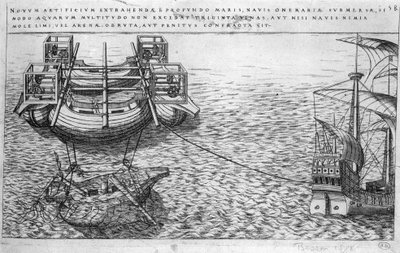 Machine voor het leegpompen van schepen in de 16e eeuw - ed. 1578 door Unknown artist