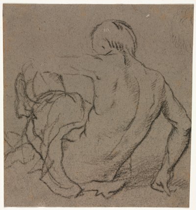 Man Zittend op de Grond, van Achteren Gezien (recto) door Unknown artist