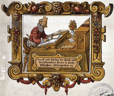 Man aan het schrijven door Unknown artist