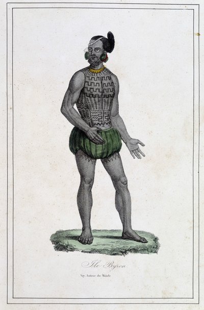 Man van Byron-eilanden met tatoeages (Polynesië) - in 