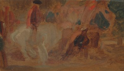 Man op een wit paard door Unknown artist