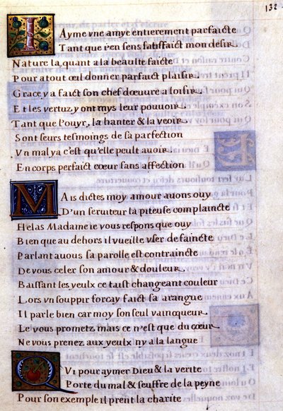 Manuscriptpagina met versierde letters - Margarita van Navarra door Unknown artist