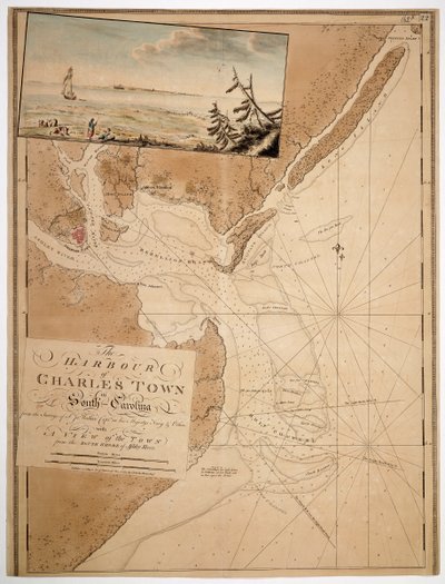 Kaart van Charles Town in South Carolina door Unknown artist