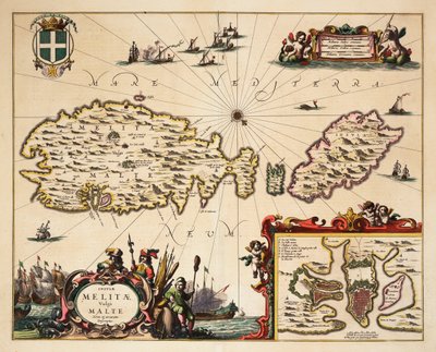 Kaart van Malta en Gozo, ca. 1650 door Unknown artist