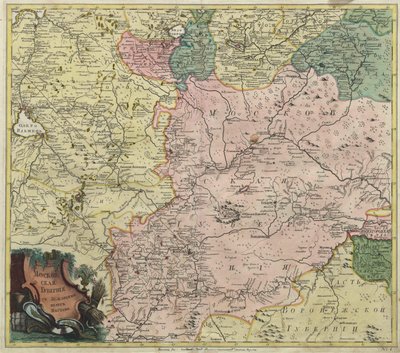Kaart van het gouvernement Moskou en delen van de nabijgelegen provincies door Unknown artist