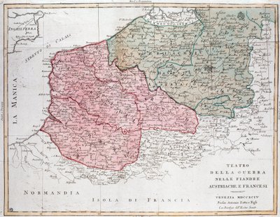 Kaart van de Veldtocht in Vlaanderen tussen het Franse leger en het Oostenrijkse leger door Unknown artist