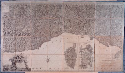 Kaart van de bezittingen van de republiek Genua, inclusief Corsica en Sardinië door Unknown artist