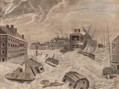 Marktplein, Providence, Rhode Island, Tijdens de Grote September Storm door Unknown artist