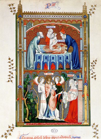 Martelaarschap van Sint-Denis, chromolithografie volgens documenten uit de 15e eeuw door Unknown artist