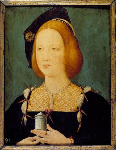 Mary Tudor, Koningin van Frankrijk - Portret van Mary Tudor van Engeland (1496-1534) derde vrouw van Lodewijk XII. Anoniem 16e eeuw schilderij. Parijs, Decoratieve Kunsten door Unknown artist