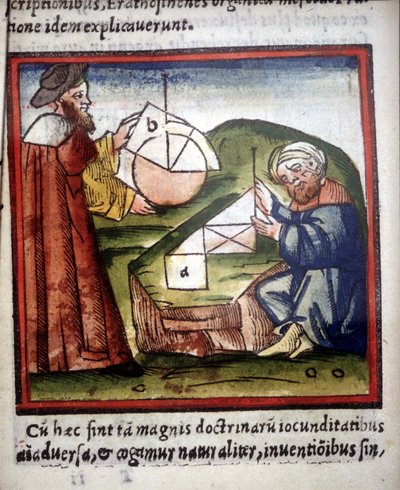 Wiskundigen. 15e-eeuws manuscript door Unknown artist